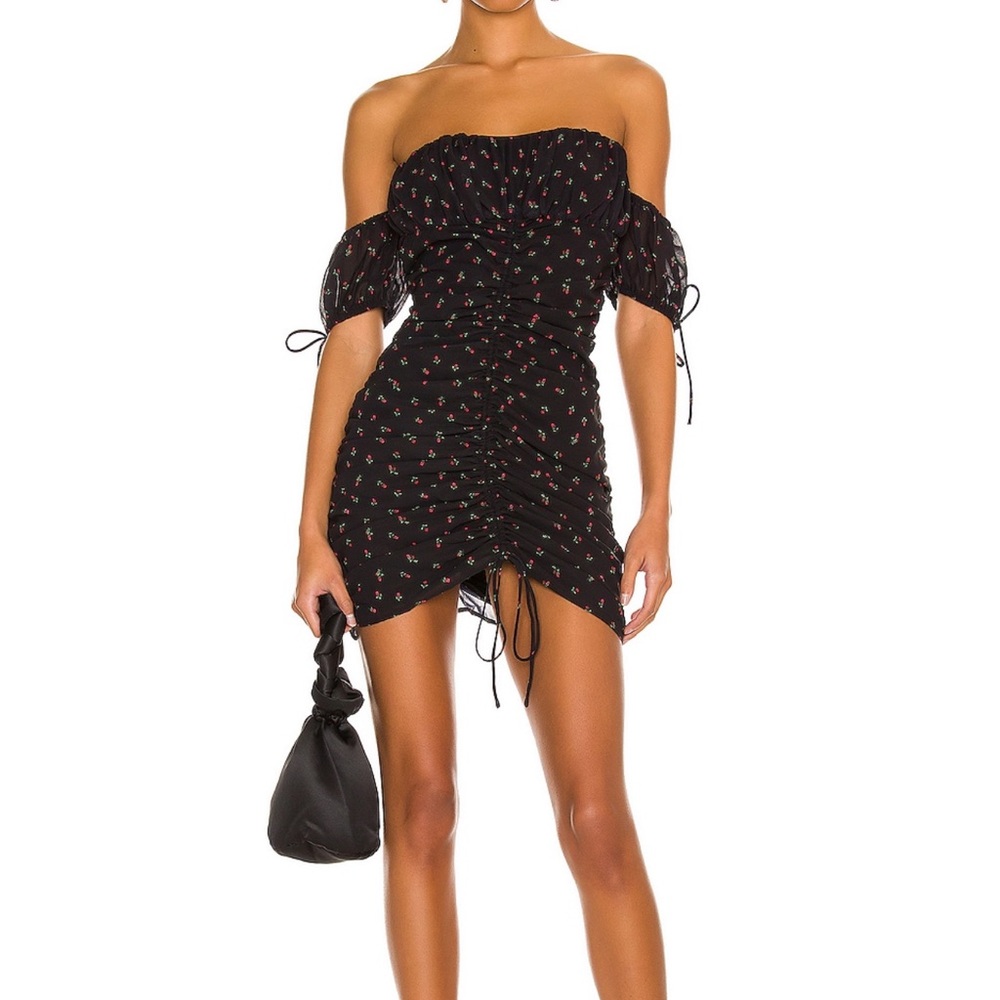 Black floral mini dress